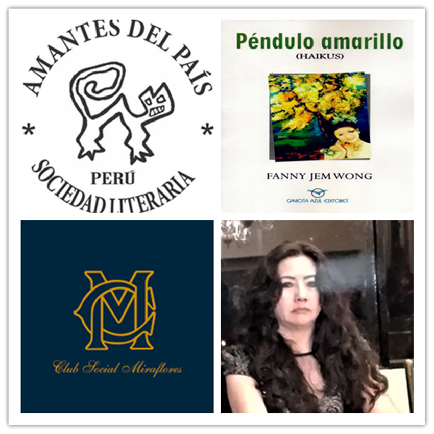WONG M, Fanny Jem (2019). “PÉNDULO AMARILLO” (HAIKUS). Gaviota Azul Editores. Lima. 123 págs. Depósito Legal Biblioteca Nacional del Perú: REG Nº 2019-12337. ISBN:978-612-46663-7-7 FANNY JEM WONG